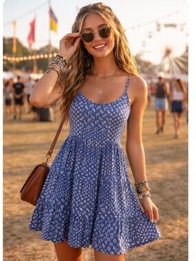 Rails mini tiered sundress in cornflower blue and white print